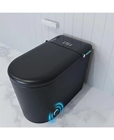 Lalahoo Smart Toilet with Bidet Built in, Auto Open & Close, Elongated Heated seat, Foot Sensor Flush, Led Display, Warm Water Wash, Dryer, Night Ligh