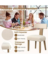 Costway Set of 2 Armless Dining Chairs with Curved Backrests & Padded Seat Cushions