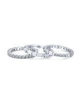 Bling Jewelry Stacking Cubic Zirconia Baguette Eternity Band Ring Set .925 Sterling