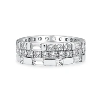 Bling Jewelry Stacking Cubic Zirconia Baguette Eternity Band Ring Set .925 Sterling