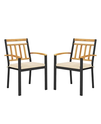 Costway Patio Dining Chairs Set of Metal Outdoor Chairs with Removable Padded Cushions