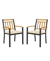 Costway Patio Dining Chairs Set of Metal Outdoor Chairs with Removable Padded Cushions