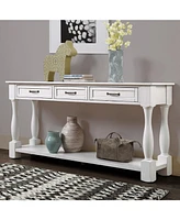 Slickblue 63inch Long Wood Console Table with 3 Drawers and 1 Bottom Shelf for Entryway Hallway Easy Assembly Extra-thick Sofa Table