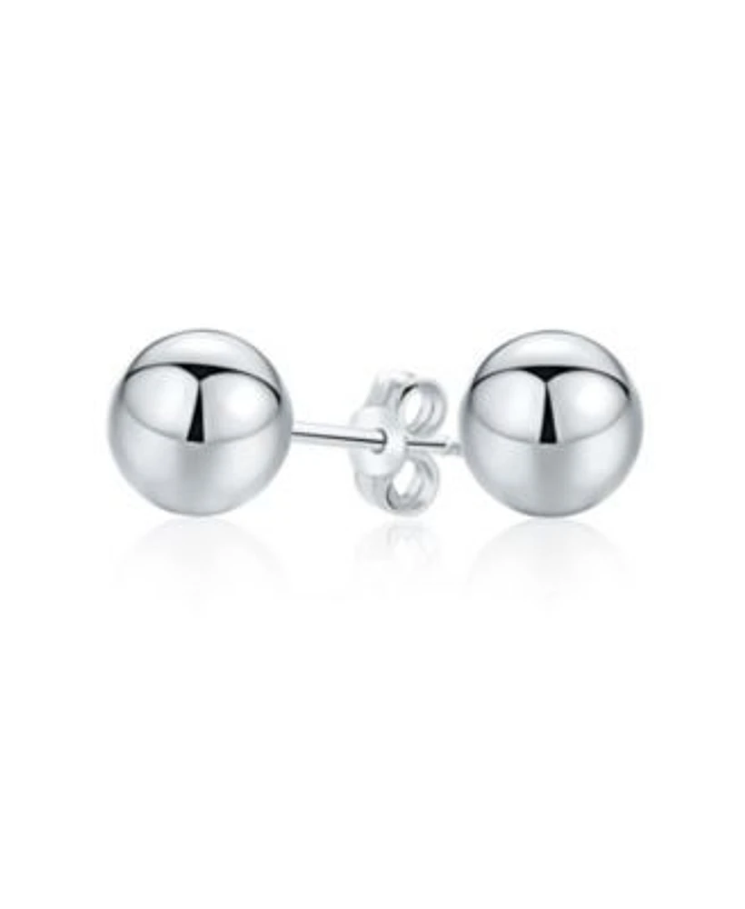Bling Jewelry Basic Simple Round Bead Ball Stud Earrings Polished .925 Sterling Silver
