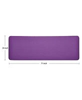 Signature Fitness 1" Extra Thick Exercise Fitness Yoga Mat & Carry Strap, Purple