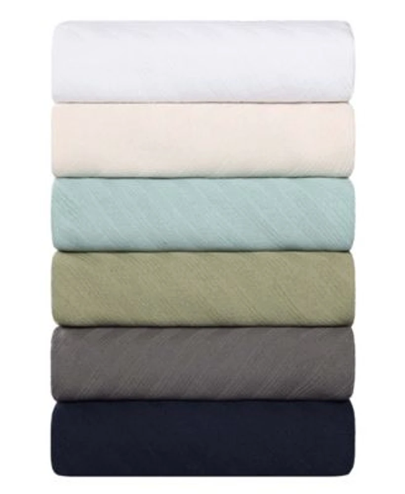 Superior Milan Cotton Jacquard Dobby Weave Textured Striped Lightweight Woven Blanket