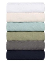 Superior Milan Cotton Jacquard Dobby Weave Textured Striped Lightweight Woven Blanket