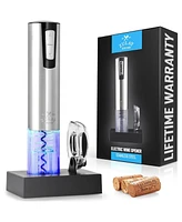 Zulay Kitchen Electric Wine Opener With Charging Base and Foil Cutter - Stainless Steel Automatic Wine Bottle Opener