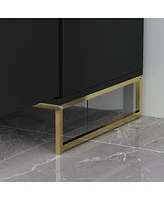 Homsee Black Storage Accent Cabinets with 3-Drawers and 2-Cabinets