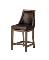 Maven Lane Vienna Counter Stool, Walnut Finish w/ Marksman Saddle Leather