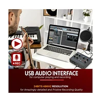 Pyle Professional Usb Audio Interface with Mic/Line, Guitar, Aux, and Rca Inputs
