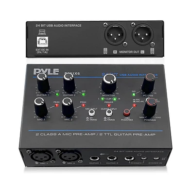 Pyle Professional Usb Audio Interface with Mic/Line, Guitar, Aux, and Rca Inputs