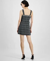 Tahari Petite Tweed Embellished-Neck Sleeveless Dress