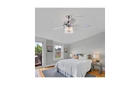 Slickblue 52" Chrome Drum Shade Led Ceiling Fan with 3 Lights & Remote