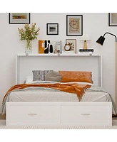 Homsee White Wooden Chest of Drawers with Charging Station and Wheels