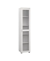 Kings Brand Furniture Romero Tall Curio Storage Cabinet - Bookshelf Perfect for Living Room, Kitchen, Bedroom & Office