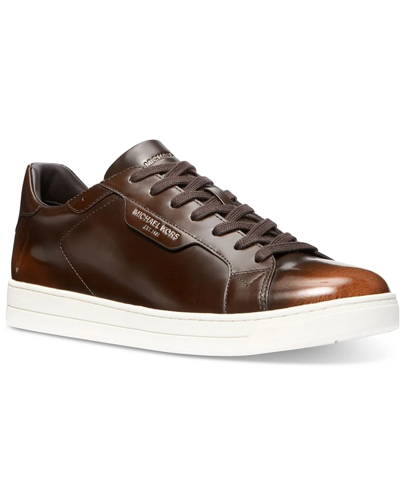 Michael Kors Men's Keating Burnished Leather Lace-Up Sneaker