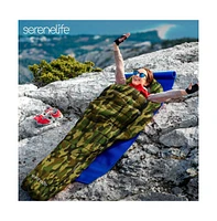 SereneLife Mummy Sleeping Bag With Travel Pillow and Compression Sack (Camouflage)