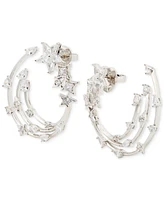 kate spade new york Silver-Tone Cosmos Bypass Medium Hoop Earrings, 1.4"