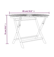 vidaXL Folding Patio Table 33.5"x29.5" Solid Wood Teak