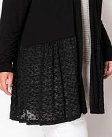 Coin 1804 Plus Lace Peplum Cardigan Sweater