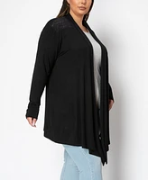 Coin 1804 Plus Lace Yoke Flyaway Cardigan Sweater