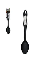 Hamilton Beach Cooking Solid Spoon Nylon, Non-Stick Cookware, Comfortable Soft & Durable Plastic Handle, Seamless, Rustproof, Plastic Serving Spoons,