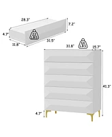 Homsee White Side Table, Chest of Drawers with 5-Drawers
