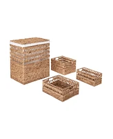 Seville Classics 4-Piece Water Hyacinth Laundry Hamper and Basket Set