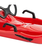 Slippery Racer Downhill Derby Kids Toddler Steerable Plastic Snow Sled, Red