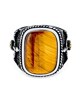 Bling Jewelry Natural Brown Tiger Eye Archery Bow Arrow Ring Sterling Silver