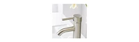 Greenspring Brushed Nickel Bathroom Faucet Single Handle One Hole Modern Vanity Sink Faucet Deck Mount Brass Commercial Lavatory Basin Bath Tap with P