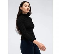 Kenneth Cole Women's Mock-Neck Ribbed Long-Sleeve Sweater