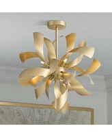 Verity 22" Modern Semi Flush-Mount Ceiling Light Fixture Kitchen Foyer Hallway Sculptural Twisted 6-Light Led Dimmable Gold Finish Metal Bedroom Bathr