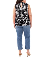 Vince Camuto Plus Printed Mock Neck Sleeveless Top, Created for Macy's