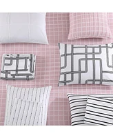 City Scene Woven Grid Microfiber Pink 2 Piece Quilt Set-Twin