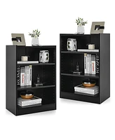 Costway 2 Pcs 3-Tier Bookcase Open Multipurpose Display Rack Cabinet with Adjustable Shelves