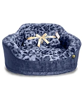 Dream Black Label Leopard Princess Dog Bed - Puppy Bed for Small Dogs, Washable Cuddler Cat Bed - Elegant, Royal Design Beds for Puppy and Kitten