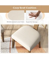 Gymax Set of Dining Chairs Armless Side Chairs w/ Curved Rattan Backrest for Kitchens