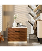 Gymax Nightstand Bedside Side End Table w/ 2 Drawers for Bedroom Living Room