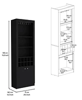 Vass Cabinet 4-Tier, Glass Holder Stemware Rack, Wine Cabinet, Liquor Cabinet, 10 Bottle Cubbies, 4 Shelves