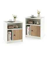 Gymax 2 Pcs Nightstands Side End Beside Table w/ Storage Shelf for Bedroom Living Room