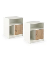 Gymax 2 Pcs Nightstands Side End Beside Table w/ Storage Shelf for Bedroom Living Room