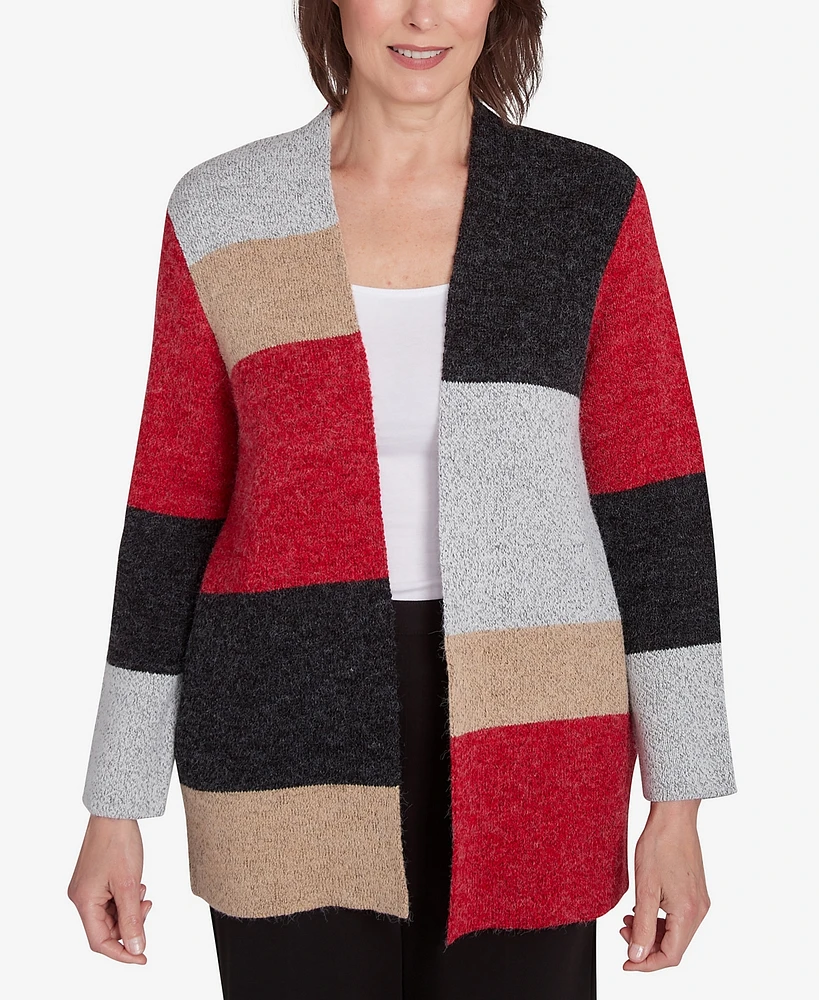 Alfred Dunner Petite Runway Ready Colorblock Cardigan Sweater