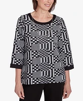 Alfred Dunner Petite Runway Ready Houndstooth Textured Top