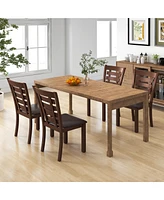 Wooden Dining Chairs Set of with Upholstered Seat & Rubber High Back