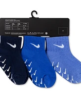 Nike Baby and Toddler Logo Gripper Ankle Socks, 3 Pack