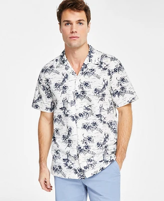 Tommy Hilfiger Men's Printed Short Sleeve Flex Poplin Shirt