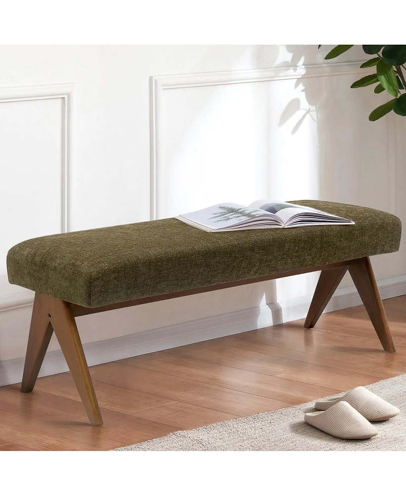 Breakfast Nook Bench Cushioned Dining with V-Shaped Legs,Dining Table Seat Restaurant Banquette Seating-Maison Boucle