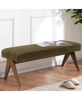 Breakfast Nook Bench Cushioned Dining with V-Shaped Legs,Dining Table Seat Restaurant Banquette Seating-Maison Boucle